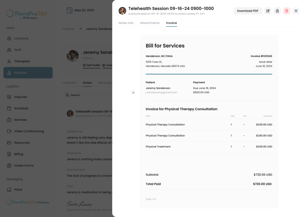 Patient Details Notes Full View Invoice 2